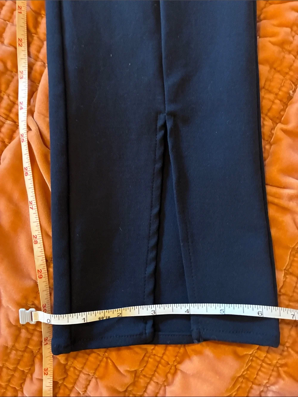 Reformation navy blue split hem stretch modal Fletcher ponte pant, size small